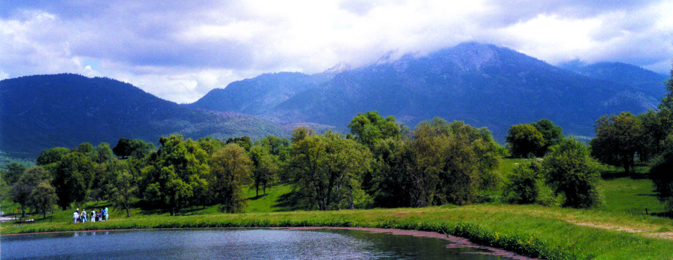 Students by the pond at the Circle J-Norris Ranch site