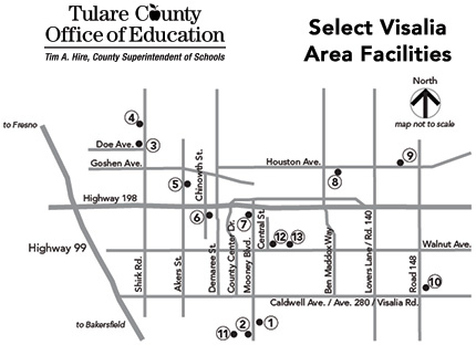 Map of Select Visalia Area Facilities