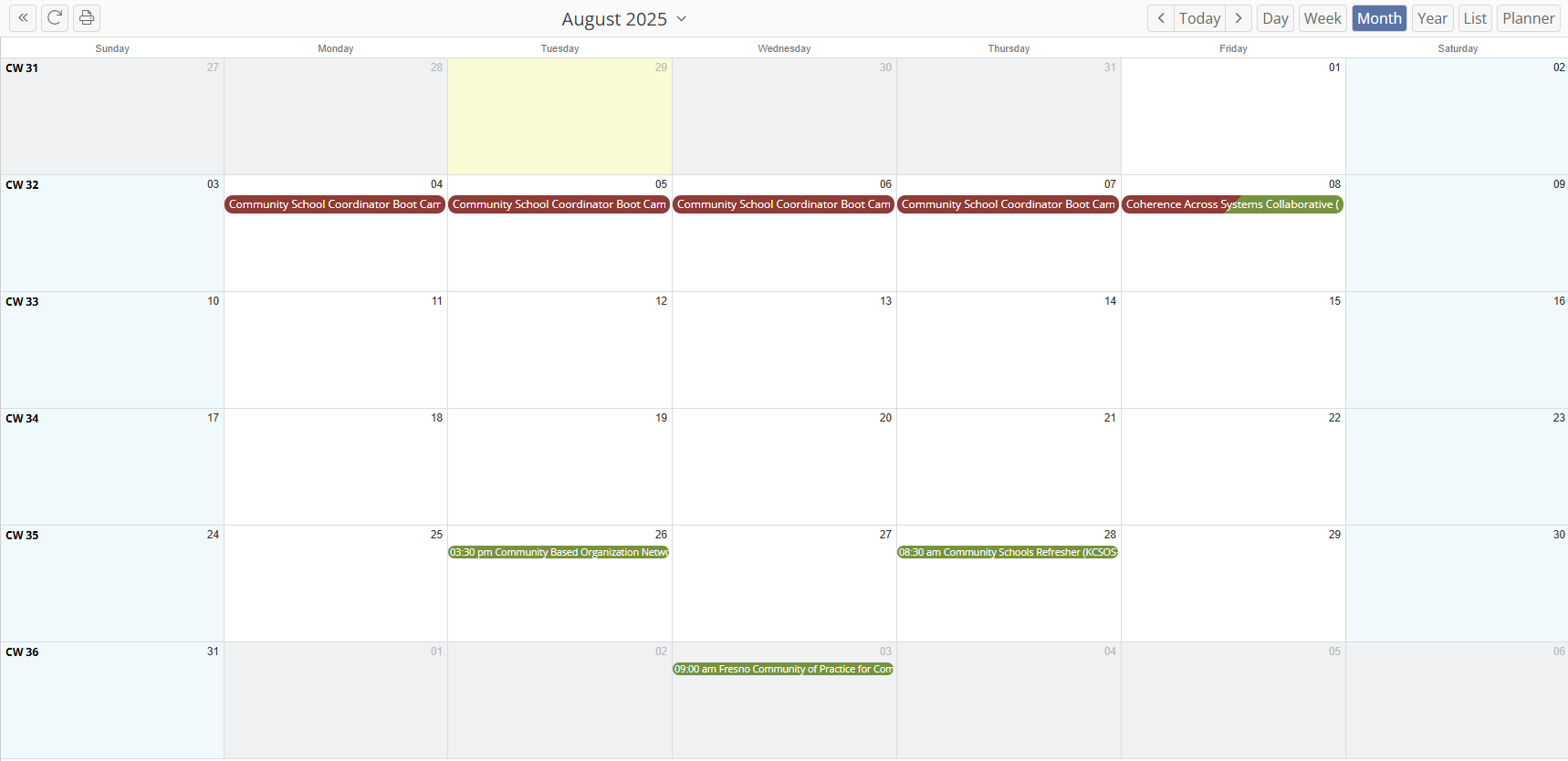 Community School Events Calendar