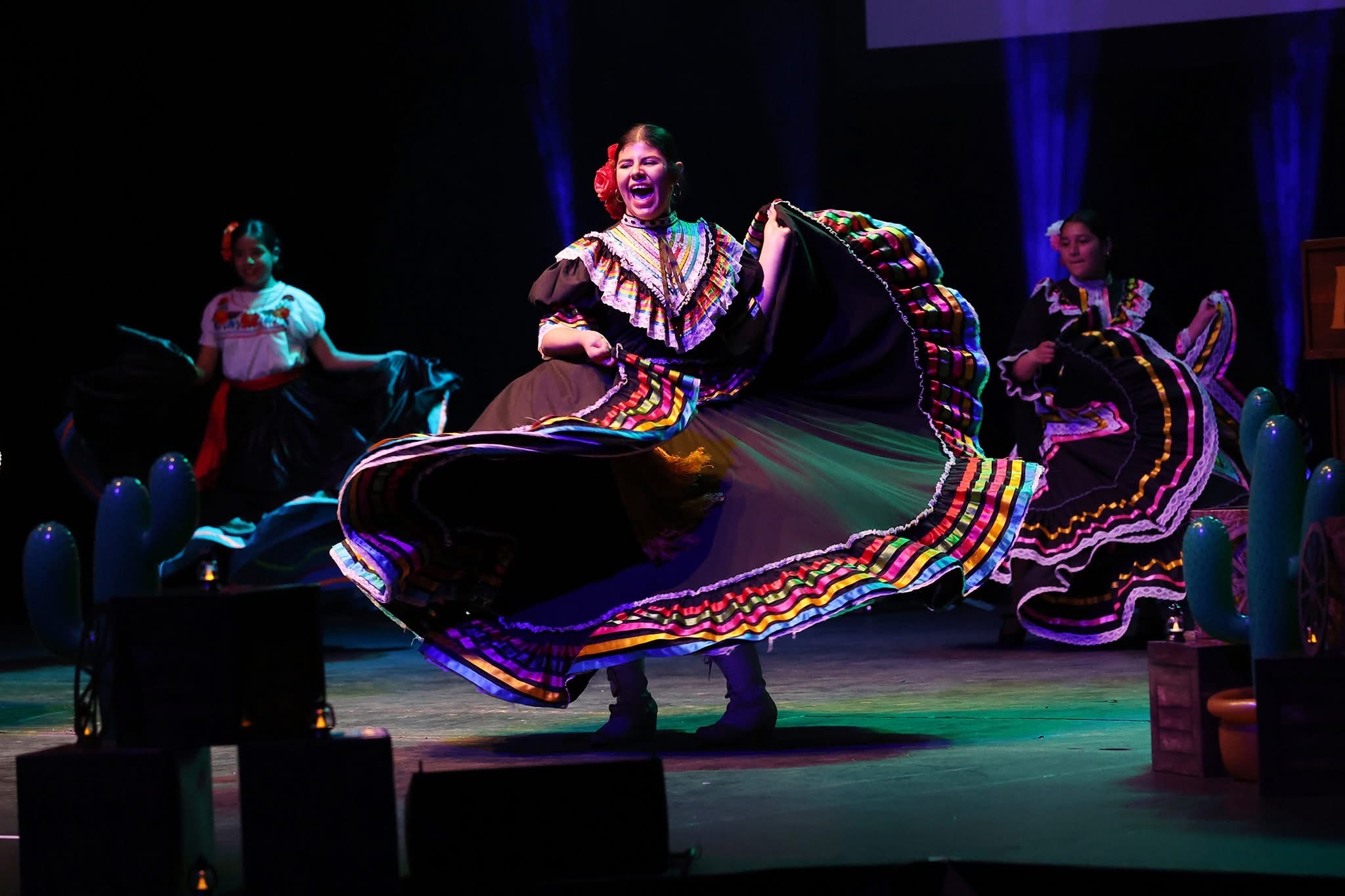 Students performing at lip sync event.