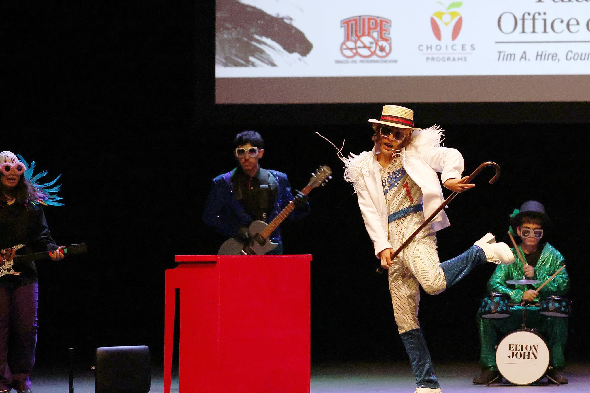 Students performing at the lip sync event.