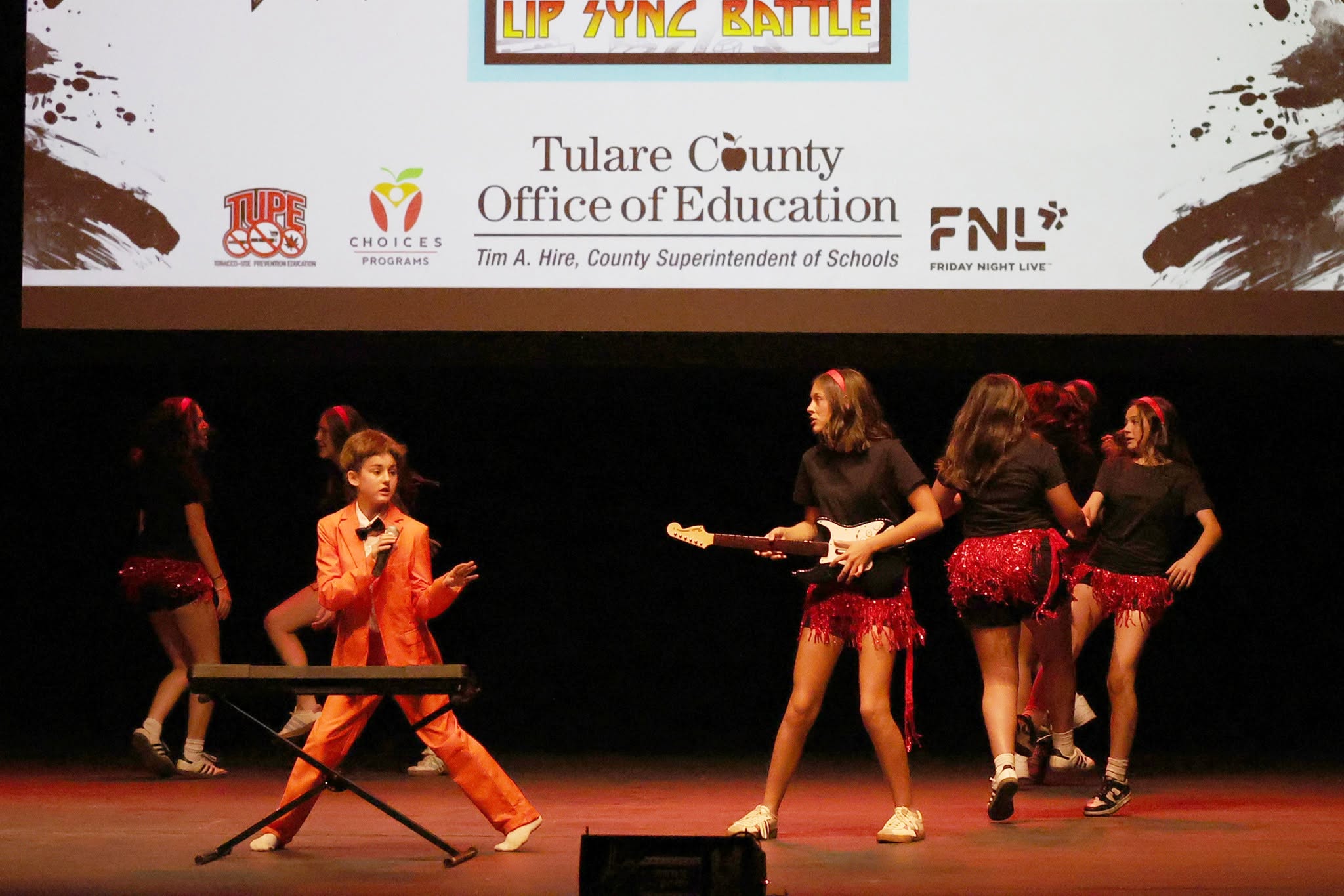 Students performing at the lip sync event.