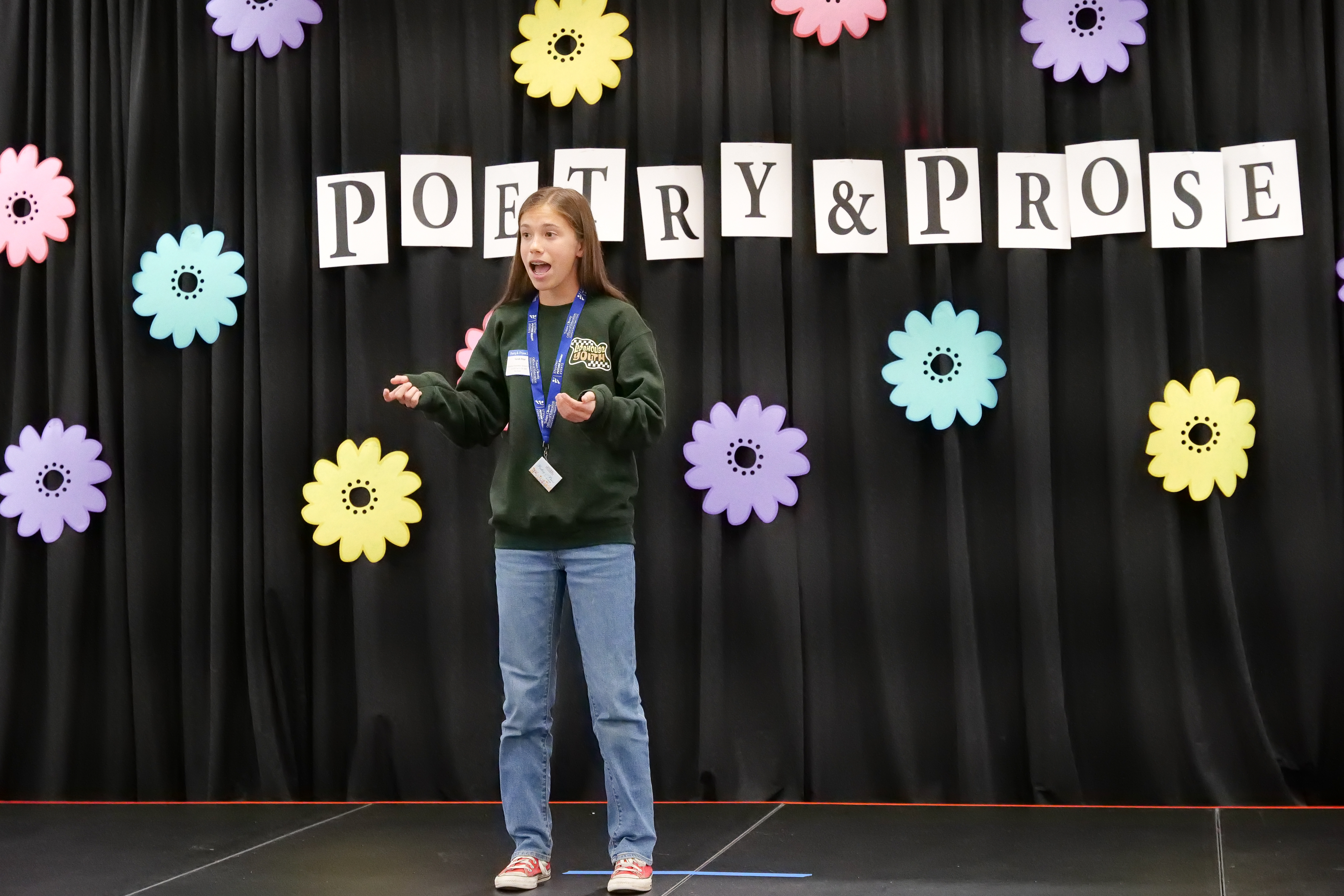 Students performs poetry