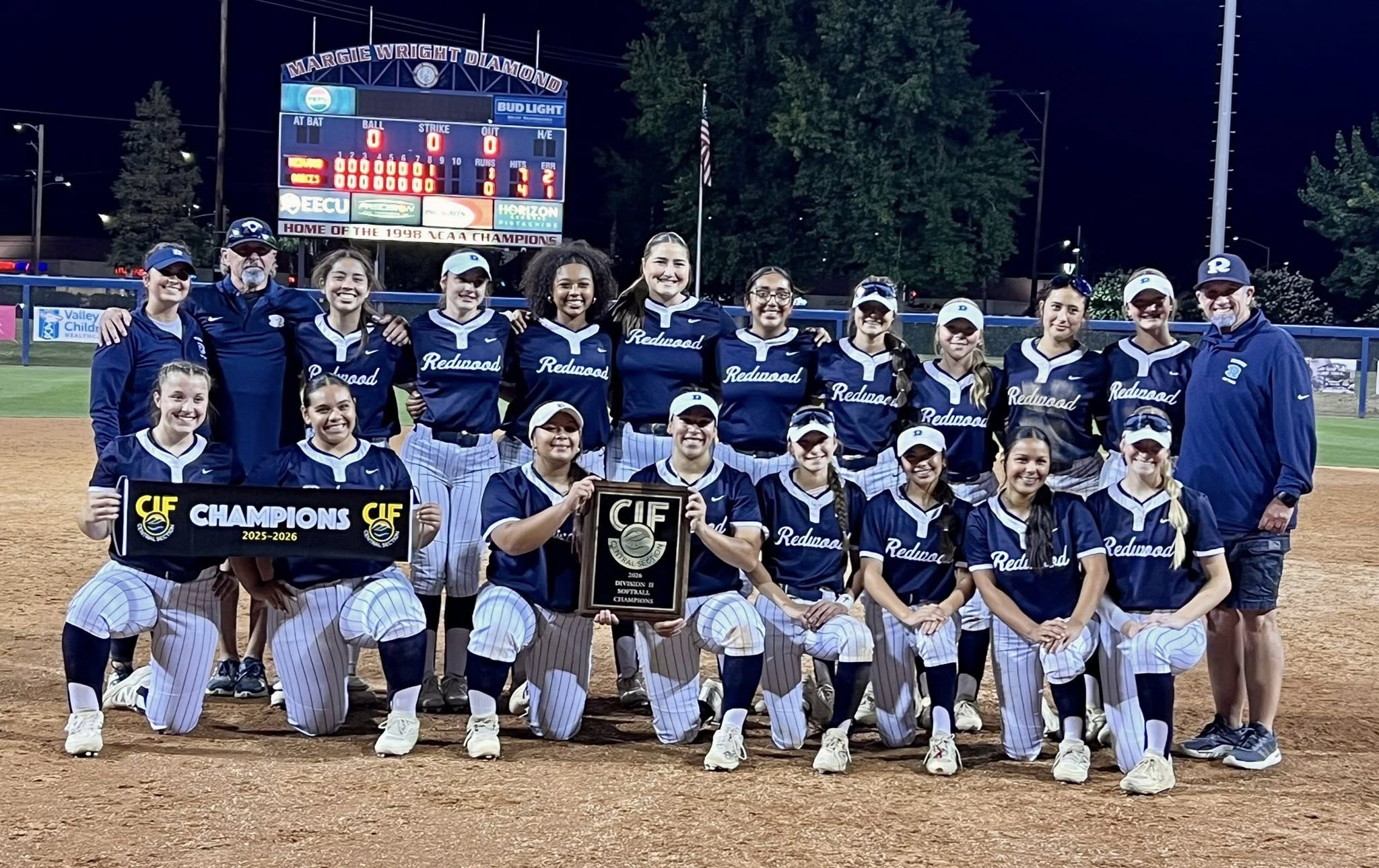 Redwood softball Rangers win Section