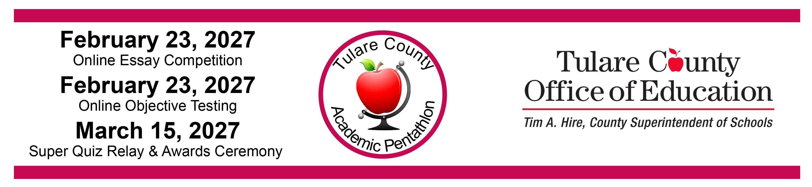 Academic Pentathlon Website Banner of dates