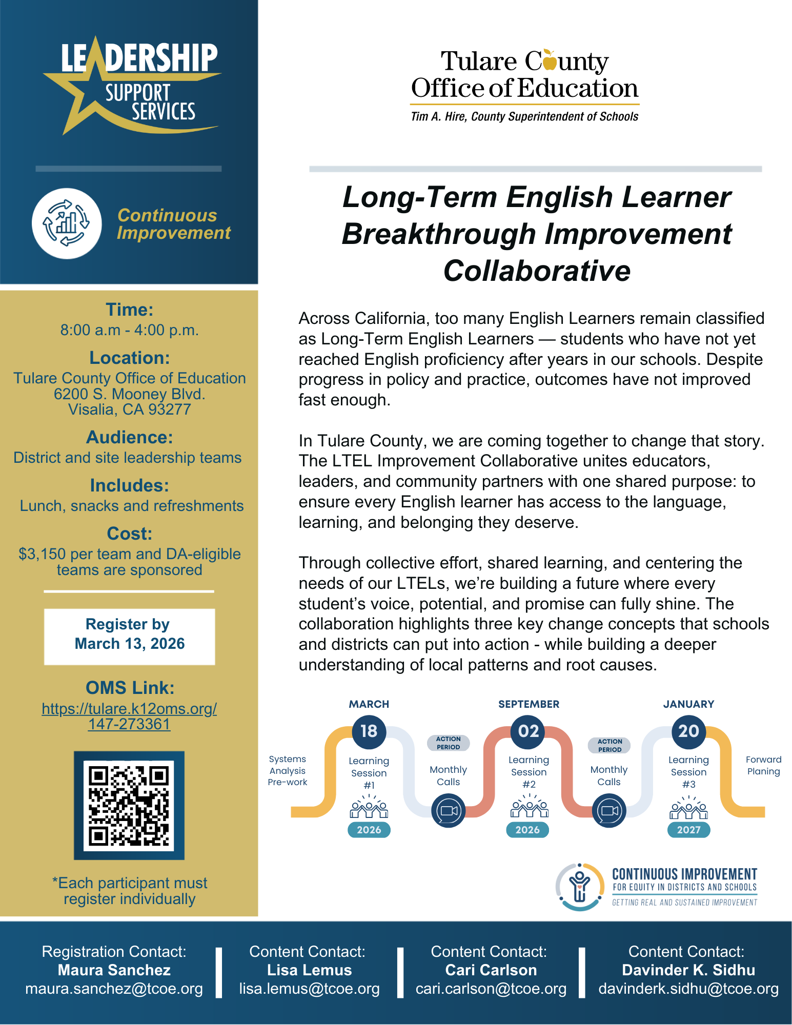 Long-Term English Learner Breakthrough Improvement Collaborative Flyer gold blue