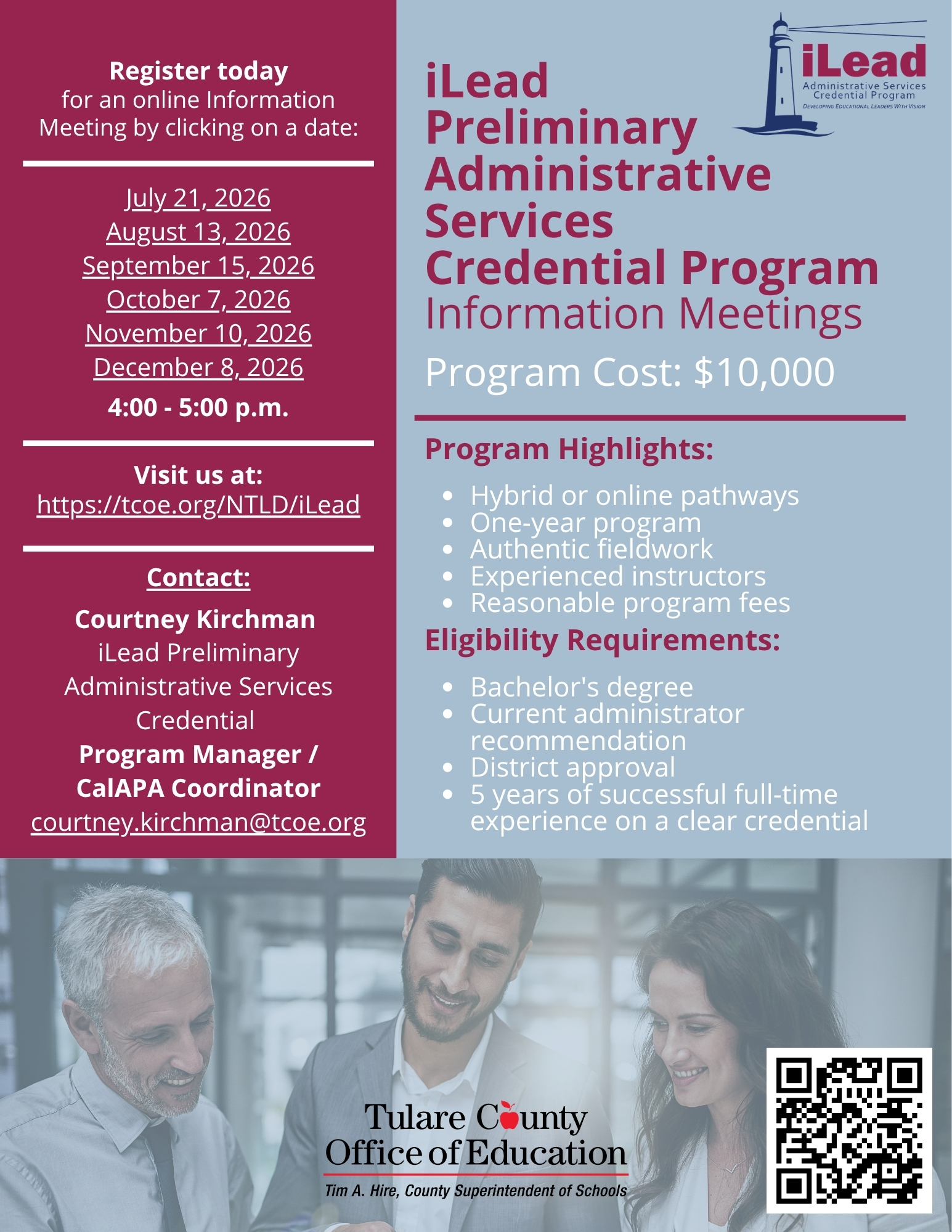 iLead Prelim Admin Information Meeting Flyer