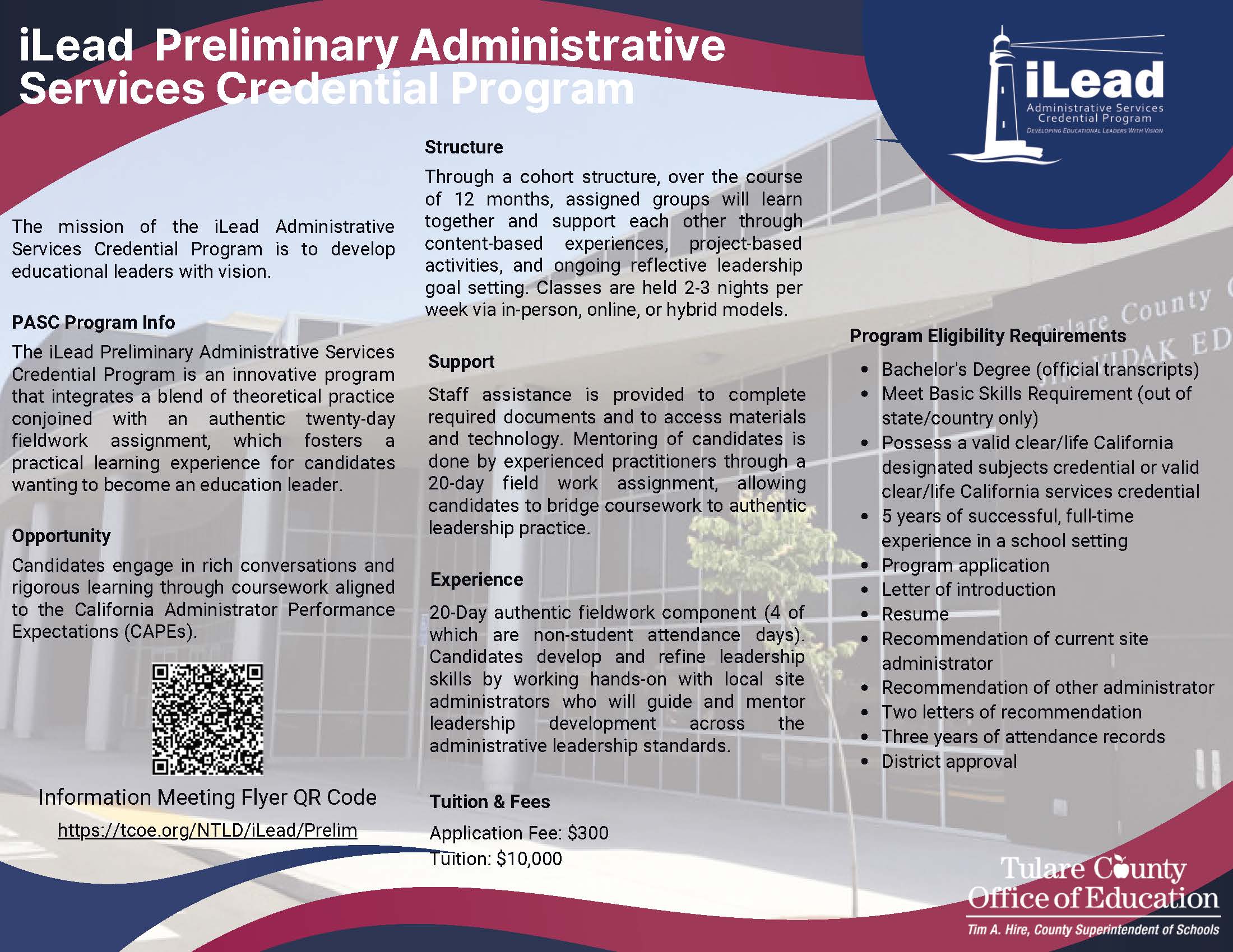 iLead Preliminary Administrative Services Credential Program Flyer