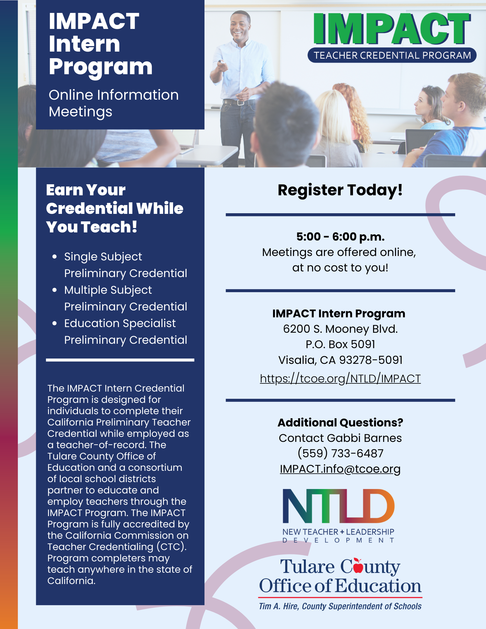 Click on this image to access Information Meeting Dates and registration links.