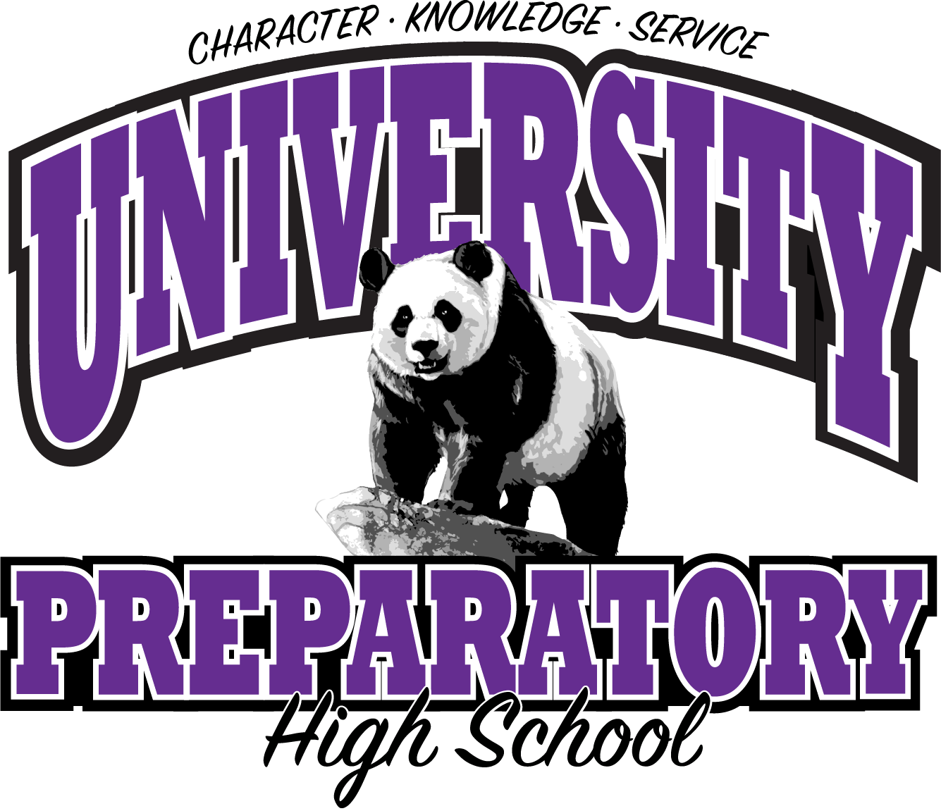 University Preparatory High School logo with panda 